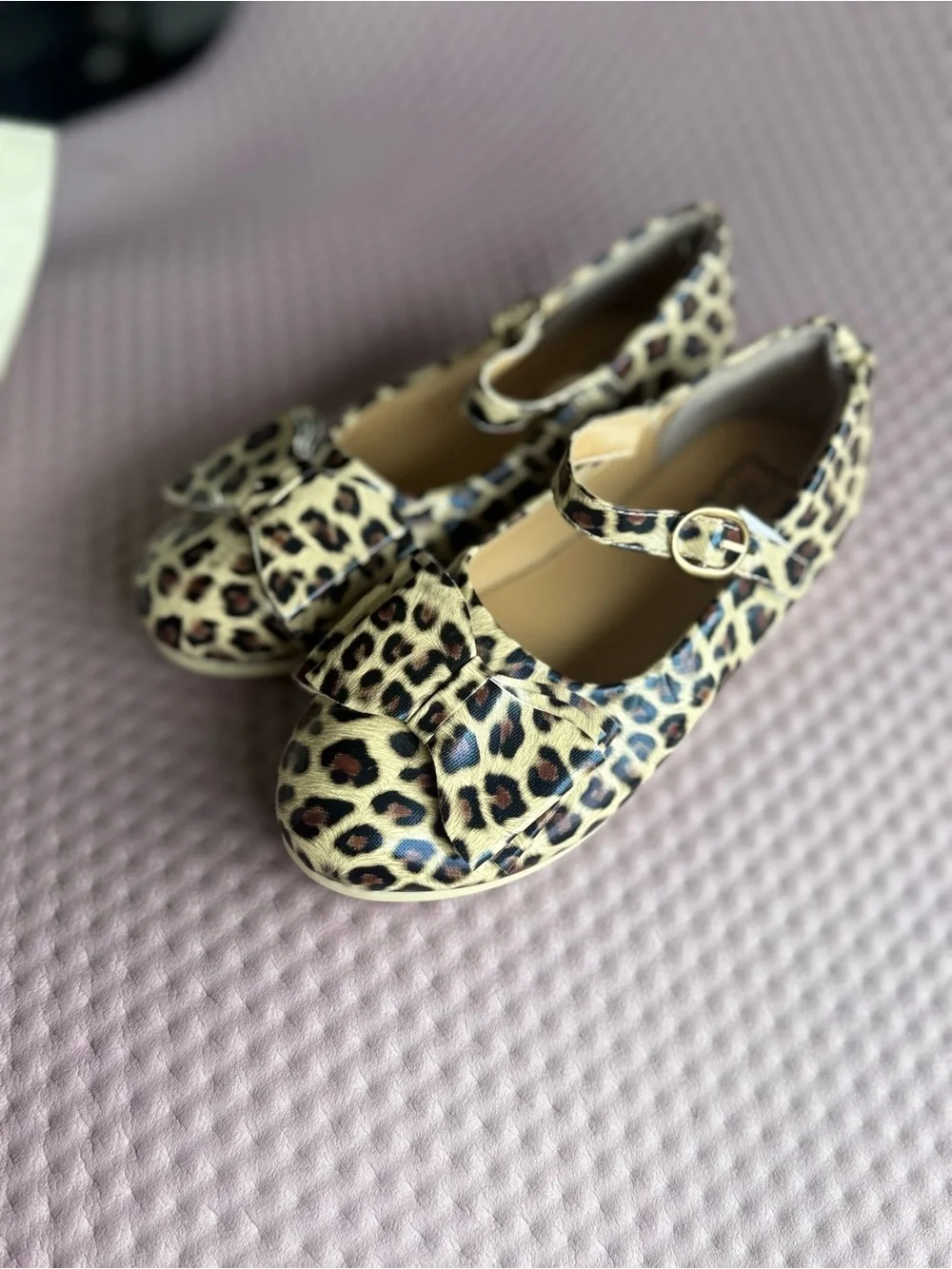 Leopard Print Mary Jane Dress Shoes for Kids - Tan Leopard